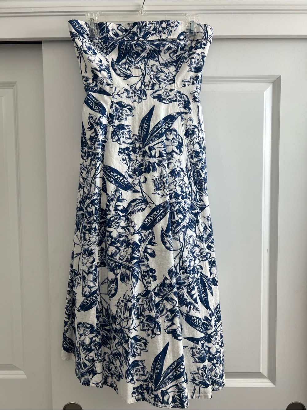 Abercrombie & Fitch Strapless Navy Floral Midi Dress - Women's Summer Dress